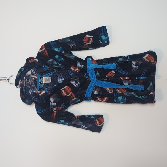 Cuddl Duds Hooded Cozy Robe Sports Balls Print - Picture 1 of 4